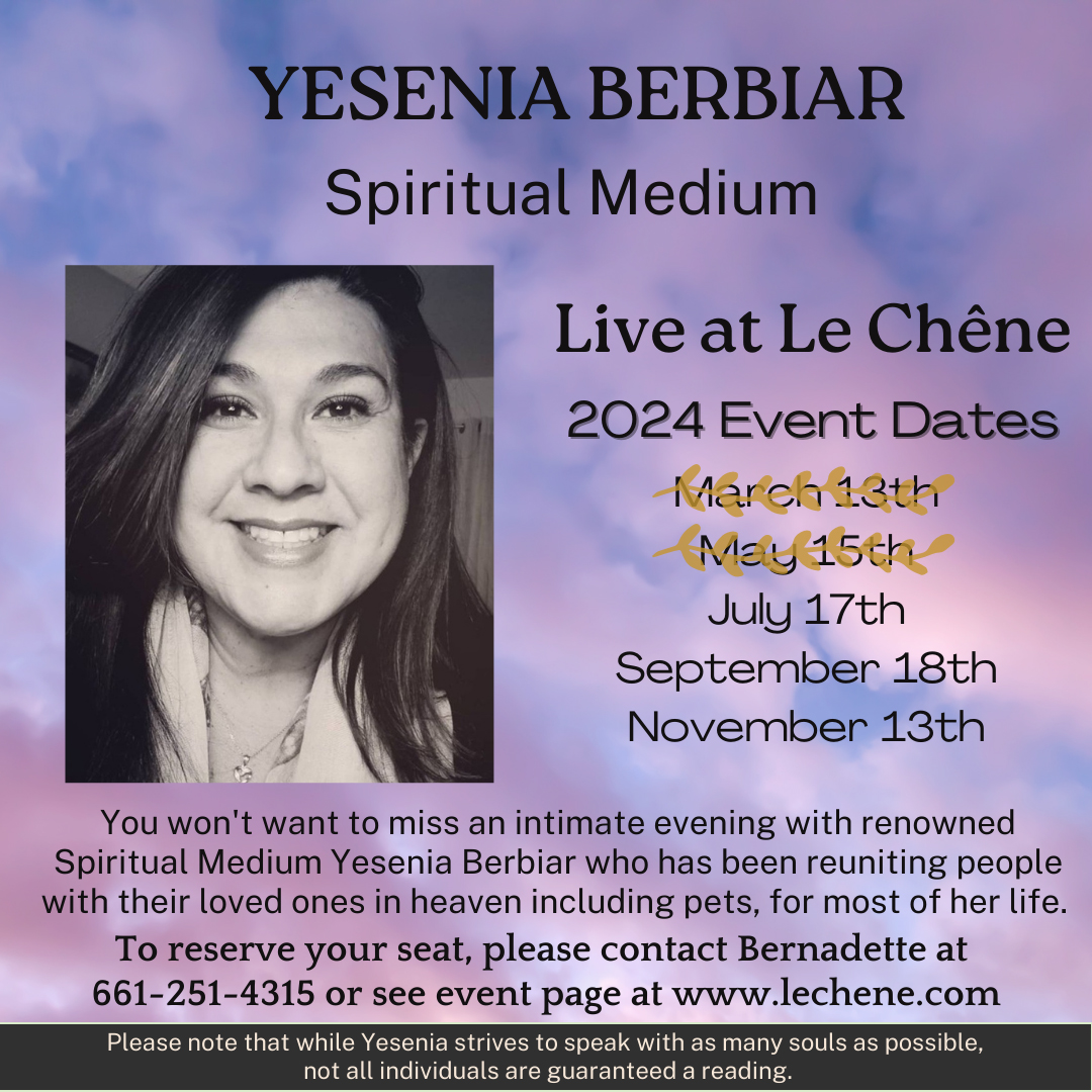 Yesenia Berbiar - Spiritual Medium - 2024 Dates